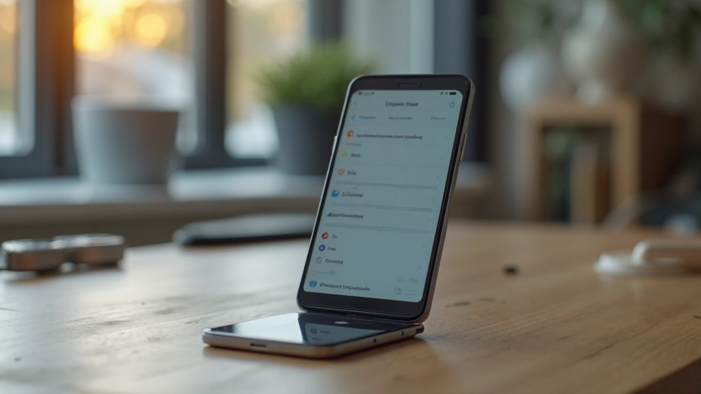 Close-up van smartphone op houten tafel met notificaties op scherm, zakenvrouw buiten beeld